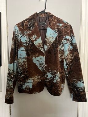 Randy Kemper Brown & Light Blue Velvet Blazer